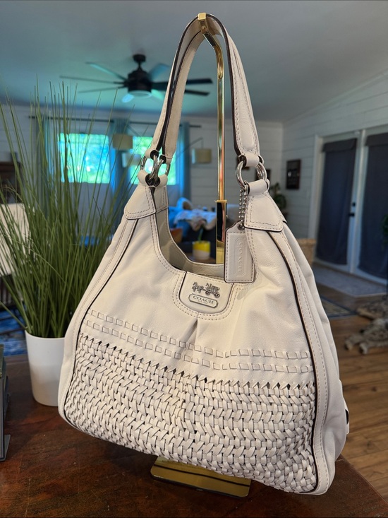Coach Handbags - Coach Madison Woven Leather Maggie Shoulder Bag